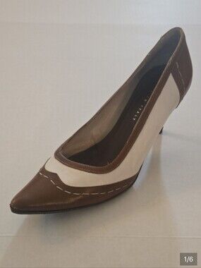 UNITED BAMBOO Made In Italy Brown and White Heel Pumps